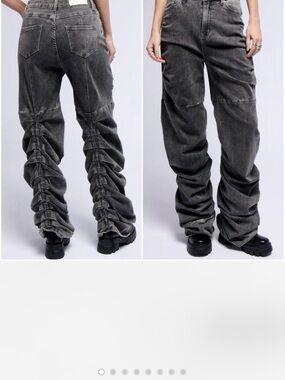 Akira Streetwear Grey Ruched Baggy Jeans Sz S